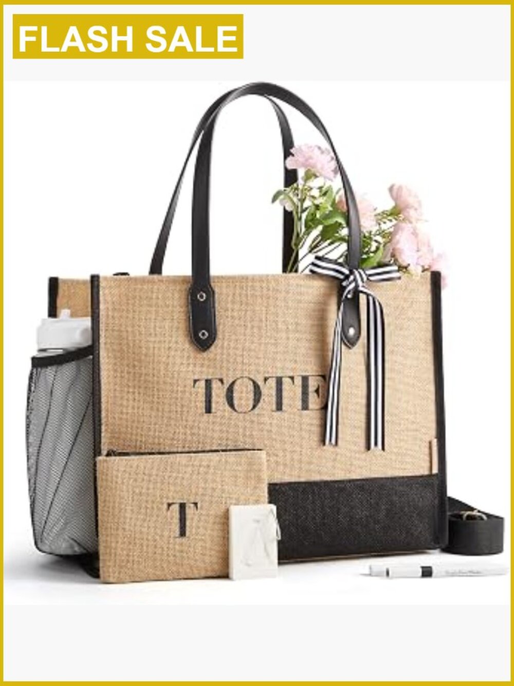 Personalized DIY Initial Tote Bag with Stencils, Large Capacity, Adjustable